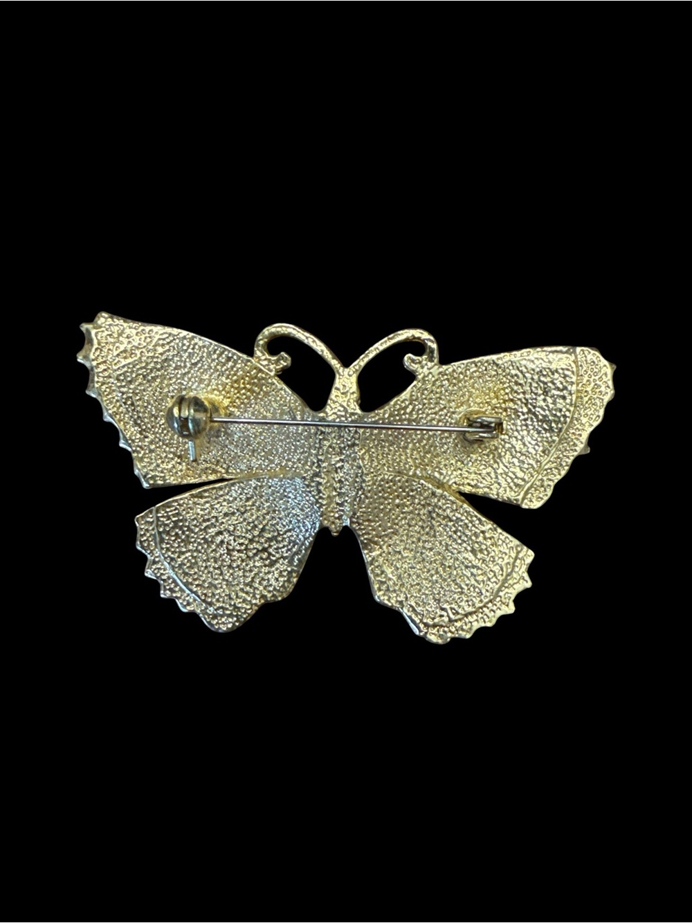 Vintage Gold Black and Cream Butterfly Brooch - Women Jewelry - Picture 6 of 6